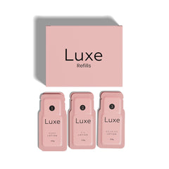 Luxe Cosmetics lash lift refill pack showing nine sachets for extended results at home