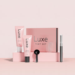 Luxe Cosmetics tubo de tinte marrón para cejas y pestañas, ideal para salón o casa