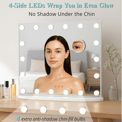 LUXFURNI Hollywood style mirror with three color modes for day to night looks