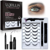 Luxillia 10-piece clear and black magnetic lashes kit for effortless, glue-free wear.