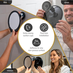 Luxo Shower Mirror Black anti-fog performance on glass or tile.