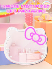 Luxuosa pink vanity mirror provides soft eye friendly lighting for makeup