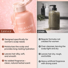 Espuma suave de Luxvez en cabello mojado, sensación refrescante al enjuagar.