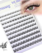 Lvmixwig short self-adhesive lash clusters with built-in strip for quick, glue-free application.