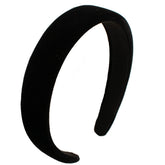 Lvyeer black velvet padded headband, front view, soft fabric with secure non-slip grip.