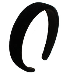 Lvyeer black velvet padded headband, front view, soft fabric with secure non-slip grip.