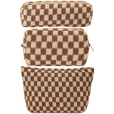 LYDZTION large-capacity makeup bag set in brown for organized travel.