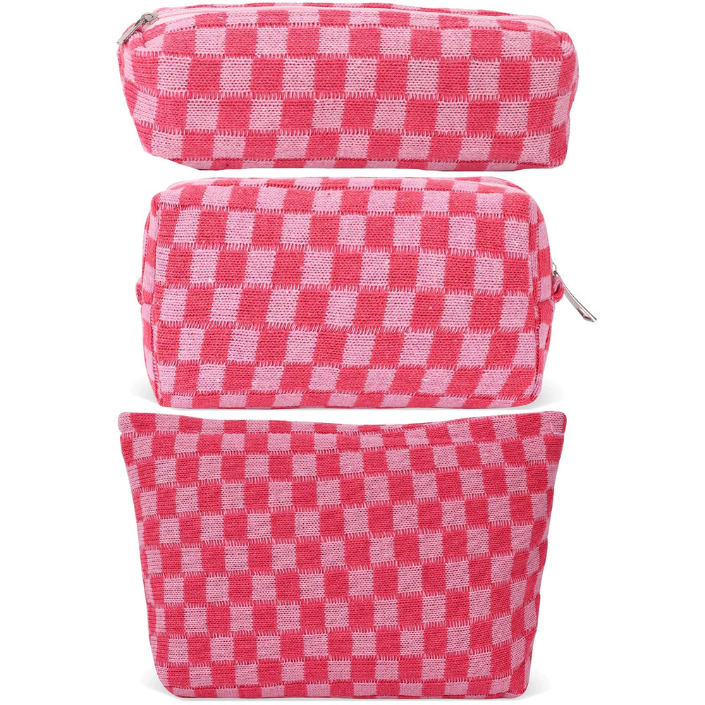 LYDZTION three-piece makeup bag pink front view for stylish travel storage