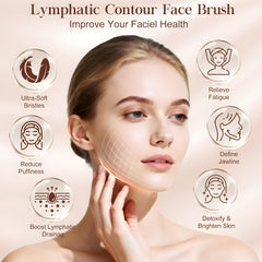 Lymphatic Contour Face Brush for daily lymphatic drainage massages improves circulation and skin glow.