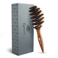 Lynnieëlle boar bristle brush front view for gentle detangling and smoothing.