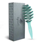 Lynnieëlle brush front view with aqua finish and boar-nylon bristles for detangling.