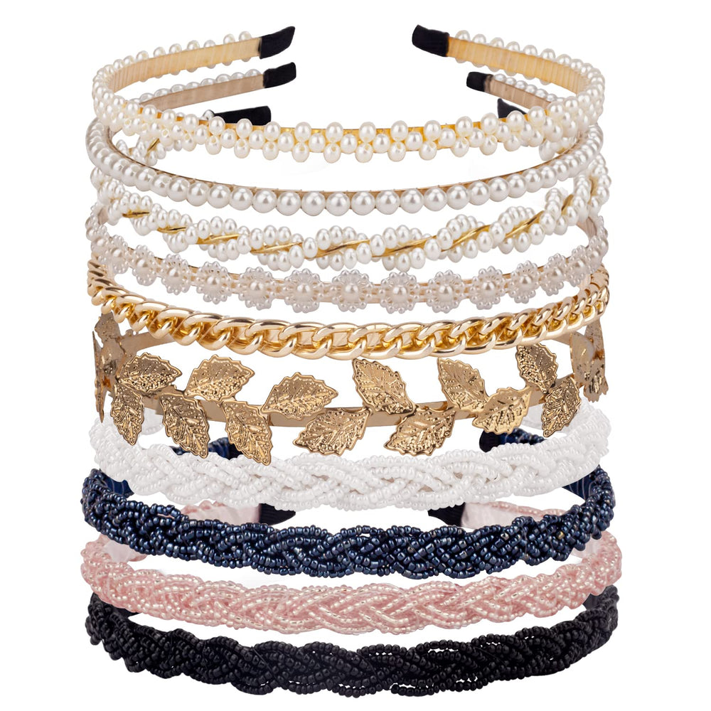 Headband LYroo de perlas con abalorios, ideal para un look elegante.