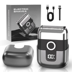 LYRSLF electric foil shaver front view shows the three-blade system for precise shaving