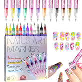 LZUPIKC Nail Art Pens Set with 12 vivid colors for crisp designs.
