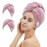 M-bestl hair towel wrap in bean pink two-pack for quick, comfortable drying.