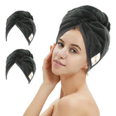 Toalla M-bestl de microfibra negra para secado rápido del cabello.