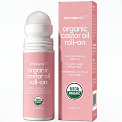 M3 Naturals aceite de ricino prensado en frío con aplicador en rodillo para uso diario