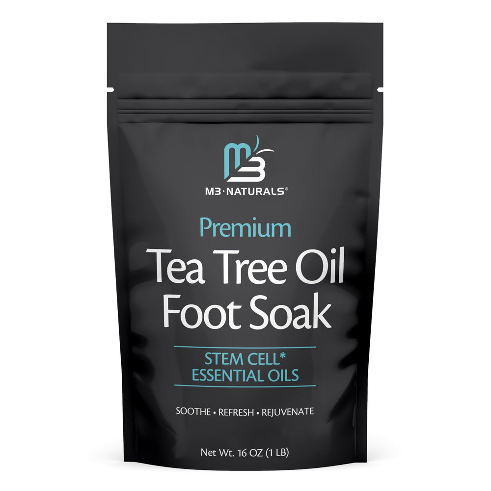 M3 Naturals bano-pies con te-arbol-de-te frasco para un ritual spa en casa.