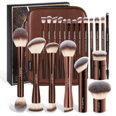 MAANGE 21-piece makeup brush set with case for easy storage and travel.