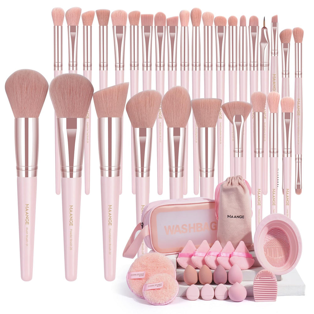 MAANGE 49-piece makeup brush set package showing versatile tool assortment for full-face application