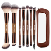 MAANGE 7-piece foundation brush set with bag for smooth on-the-go foundation