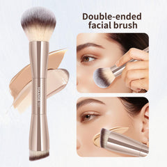 MAANGE brush with dense soft synthetic bristles for gentle skin-friendly application.