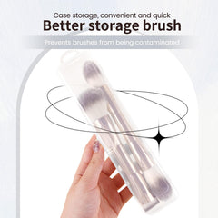 MAANGE double-ended brush with flat-angled head for smooth liquid and powder coverage.