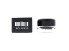 MAC Fluidline Blacktrack swatch reveals deep, jet-black shade.