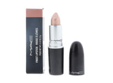 MAC Frost Lipstick GEL sheer beige swatch showing subtle metallic glow for versatile day-to-night color