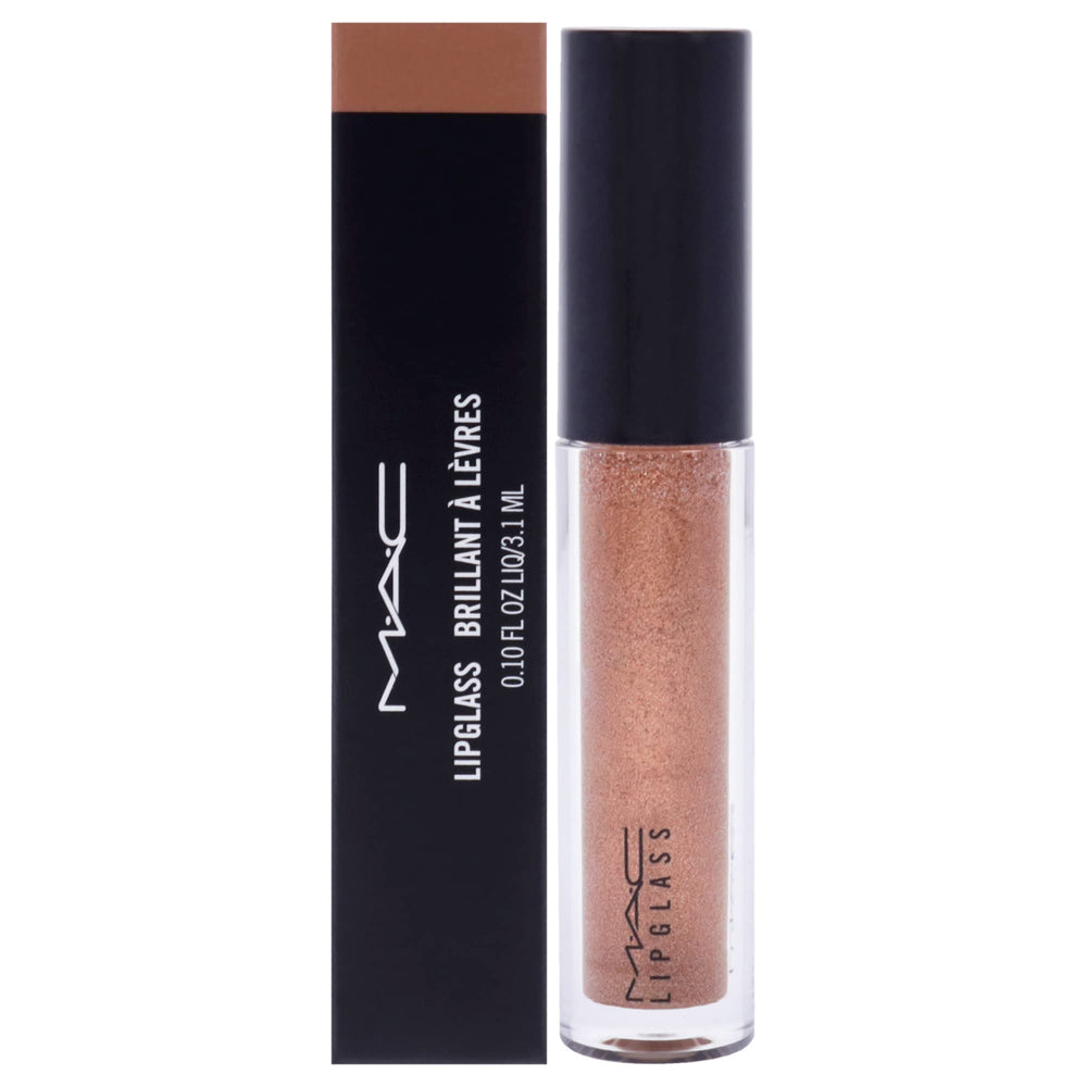 MAC Lipglass Oh Baby close-up showing glass-like shine and vibrant color.