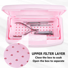 Nail art tool disinfection tray ideal for salons and home use.