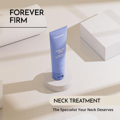 MAELOVE Forever Firm neck treatment bottle on vanity for daily use