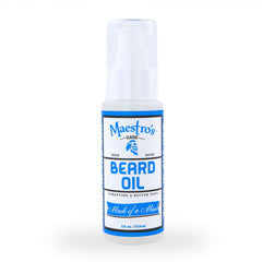 Maestro's Classic Mark of a Man Beard Oil bottle and packaging for premium grooming.