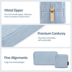 Magefy blue small makeup bag inside pockets right, separate items easy to grab.