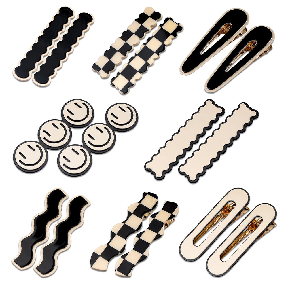 Magicsky simple no bend hair clip in black and white checker for crease-free styling.