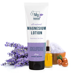 Magnesium Lotion Shop lavender bottle promotes relaxation