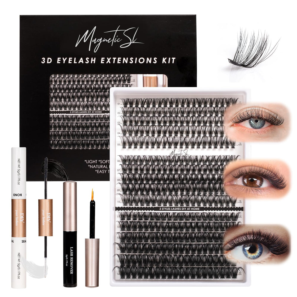 Magnetic SL DIY lash kit with 320 clusters for customizable lash looks.