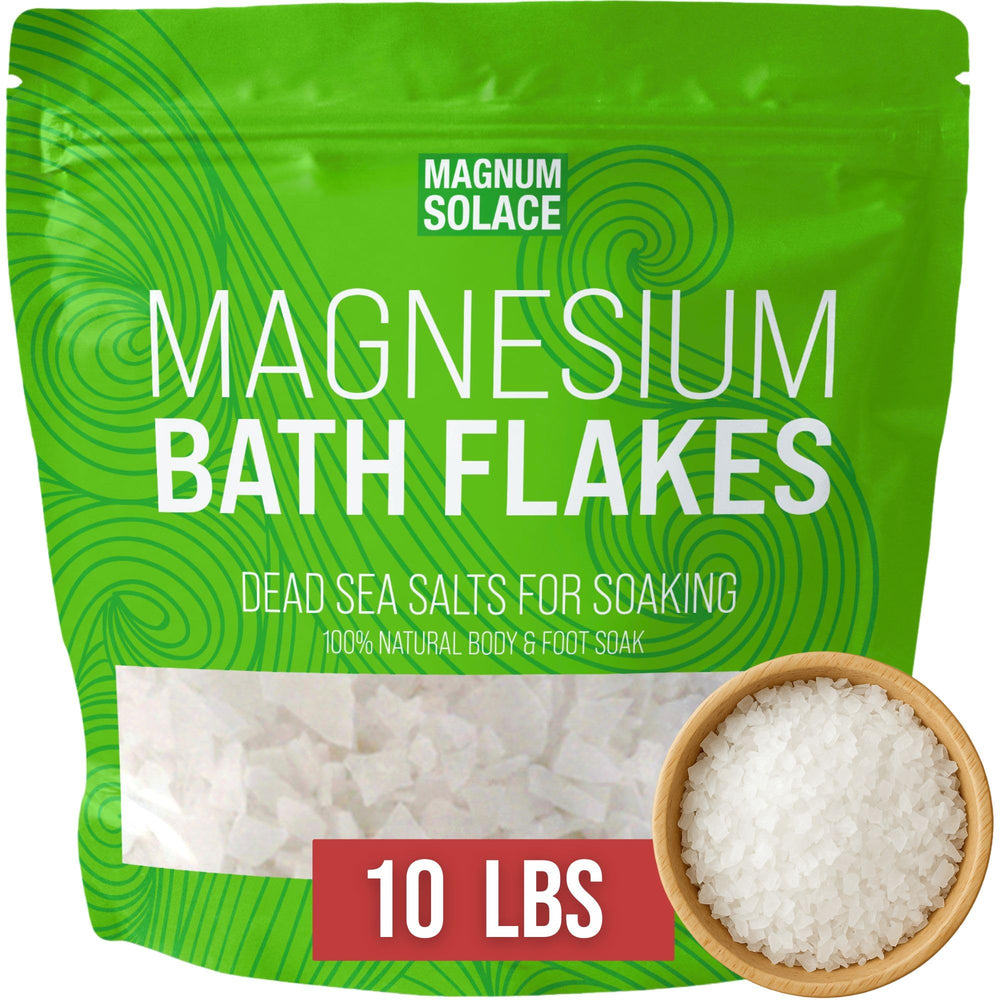 Magnum Solace magnesium flakes bath front view ideal for a relaxing soaking ritual.