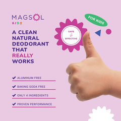 MagSol Organics desodorante para niños sin aluminio, cuidado de piel sensible.