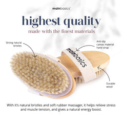 MainBasics Cepillo ligero y ergonómico facilita alcanzar espalda, piernas y hombros.