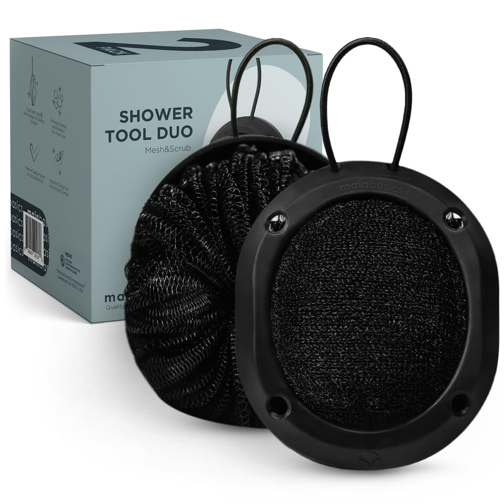 MainBasics herramienta de ducha 2 en 1 con lufa suave para limpieza cremosa