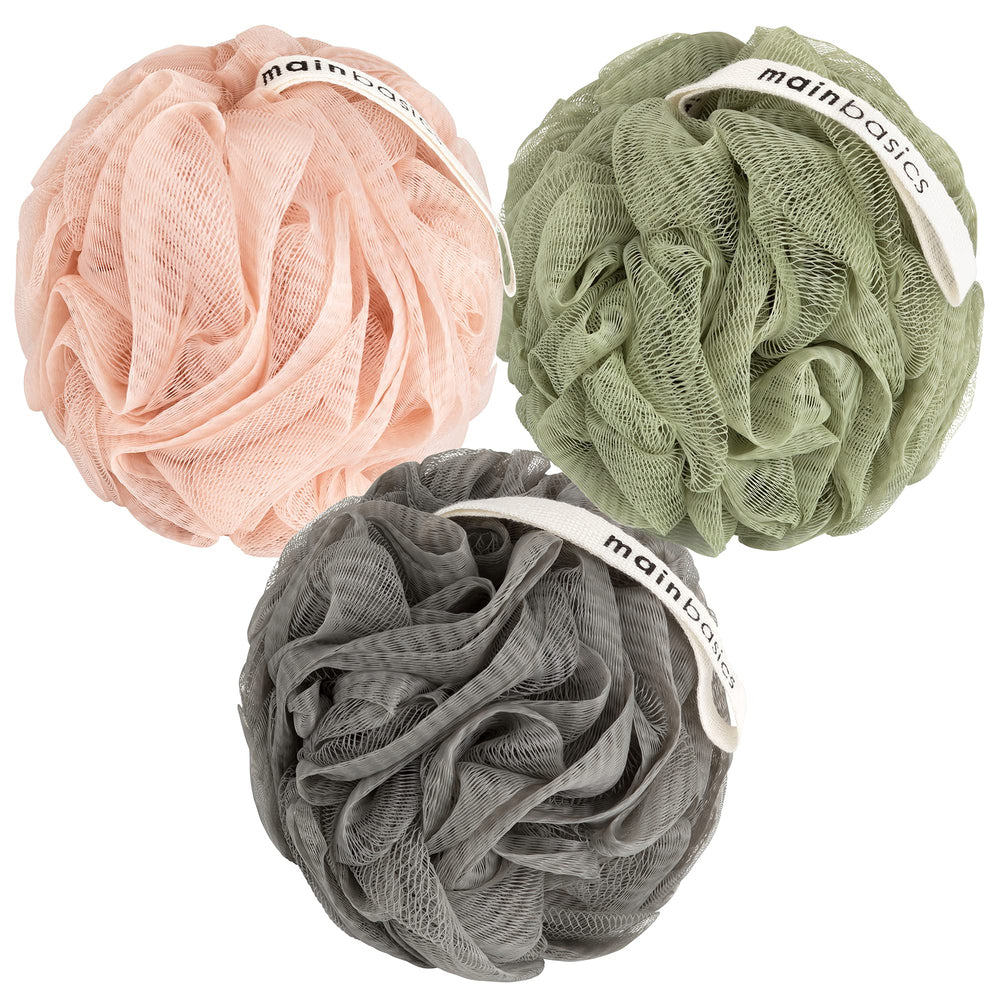 MainBasics Earthy Love lufa ducha con textura fina para exfoliar suavemente.