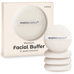 MainBasics esponjas exfoliantes faciales, textura suave para limpieza diaria y exfoliación suave.