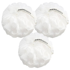 MainBasics lufa ducha 3 piezas nieve blanca para limpieza suave y exfoliación diaria.
