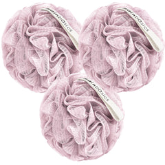 MainBasics lufa de ducha set de 3 rosadas, exfoliación suave para piel sensible