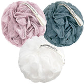 MainBasics lufa para baño, flor aireada, exfolia suave y cómoda.