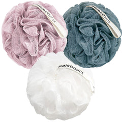 MainBasics lufa para baño, flor aireada, exfolia suave y cómoda.