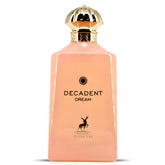 Maison Alhambra Decadent Dream bottle highlights creamy amber and floral notes for elegant evenings.