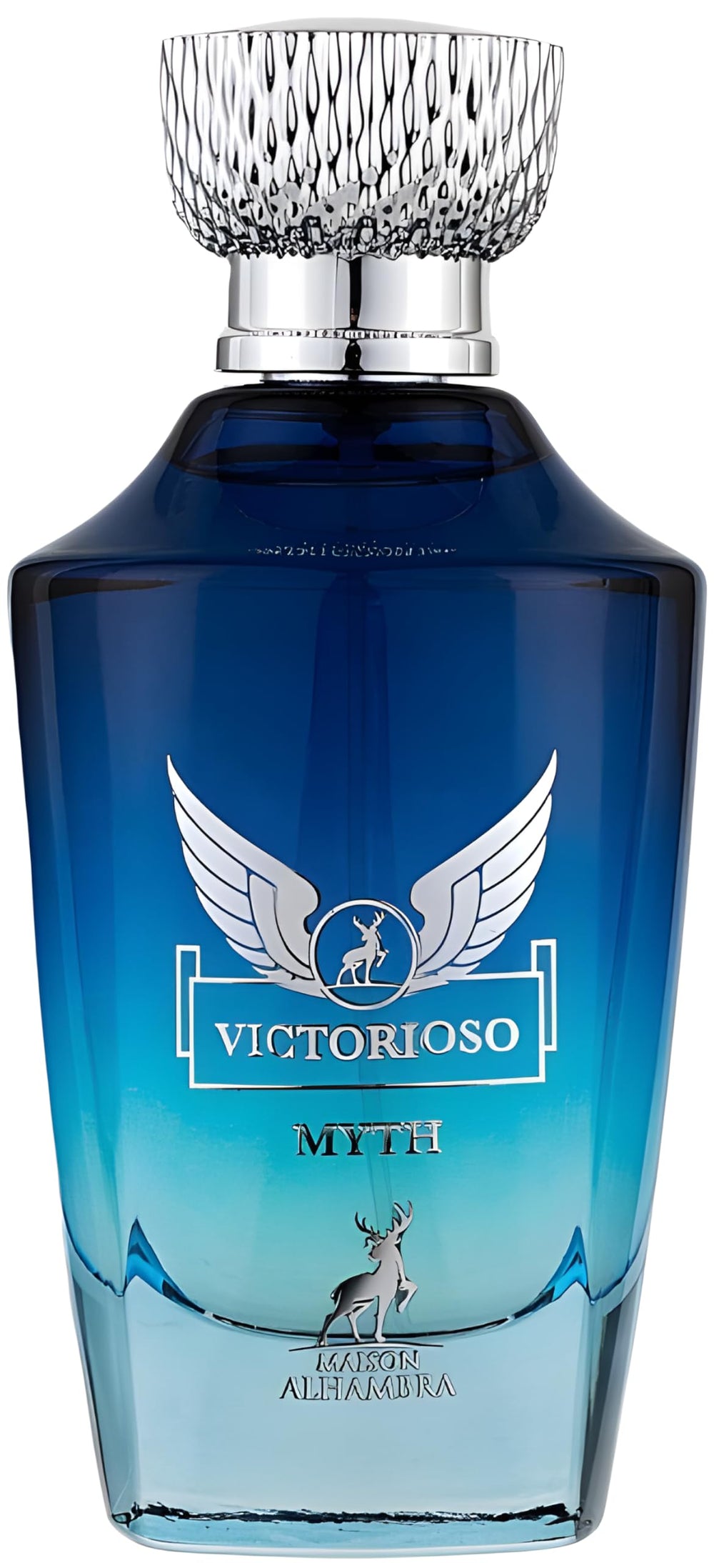 Maison Alhambra Victorioso Myth bottle front, oriental woody scent for evenings
