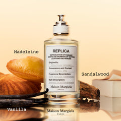 Maison Margiela Replica By the Fireplace bottle close-up, cozy-fireplace scent mood.